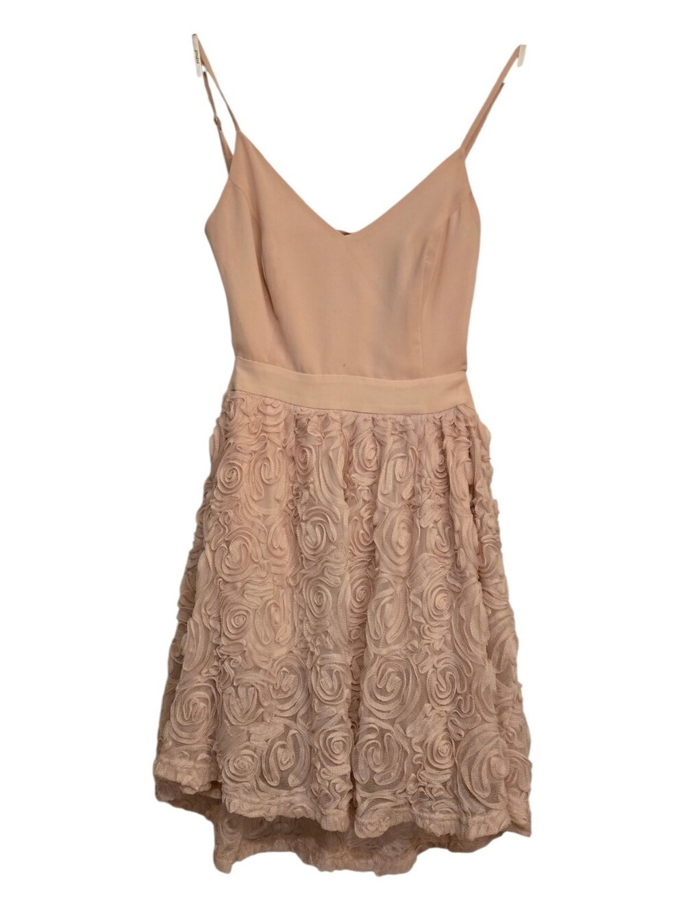 Spaghetti Strap Rosette Soft Blush Pink Papaya Los Angeles Mini Dress Coquette M